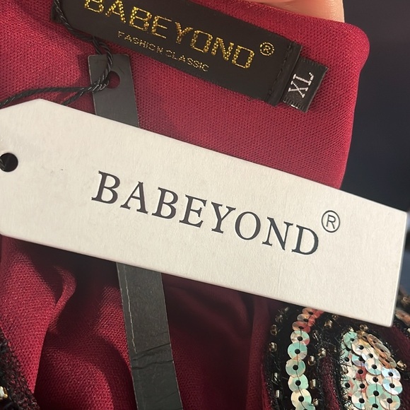 Babeyond Flapper Dress 1920s Style Fringed Beaded Embroidered Sequins V-neck NWT - Picture 9 of 10